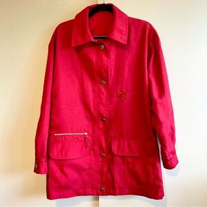 Vintage Nuage by White Stag Cherry Red Utility Travel Jacket Size L Safari Style